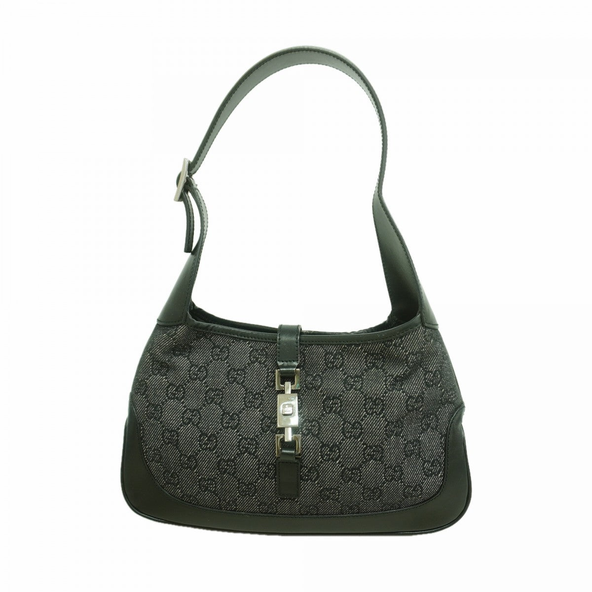【6gd4924-k】グッチ ハンドバッグ ジャッキー 01147 デニム ブラック シルバー金具【中古】レディース