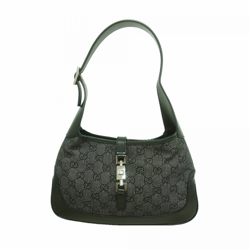 【6gd4924-k】グッチ ハンドバッグ ジャッキー 01147 デニム ブラック シルバー金具【中古】レディース