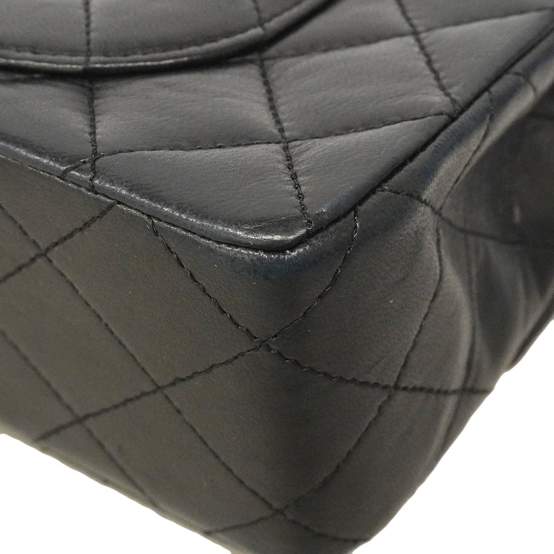 【6gd4934】シャネル ショルダーバッグ マトラッセ Wフラップ Wチェーン ラムスキン ブラック ゴールド金具【中古】レディース