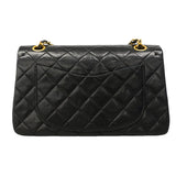【6gd4934】シャネル ショルダーバッグ マトラッセ Wフラップ Wチェーン ラムスキン ブラック ゴールド金具【中古】レディース