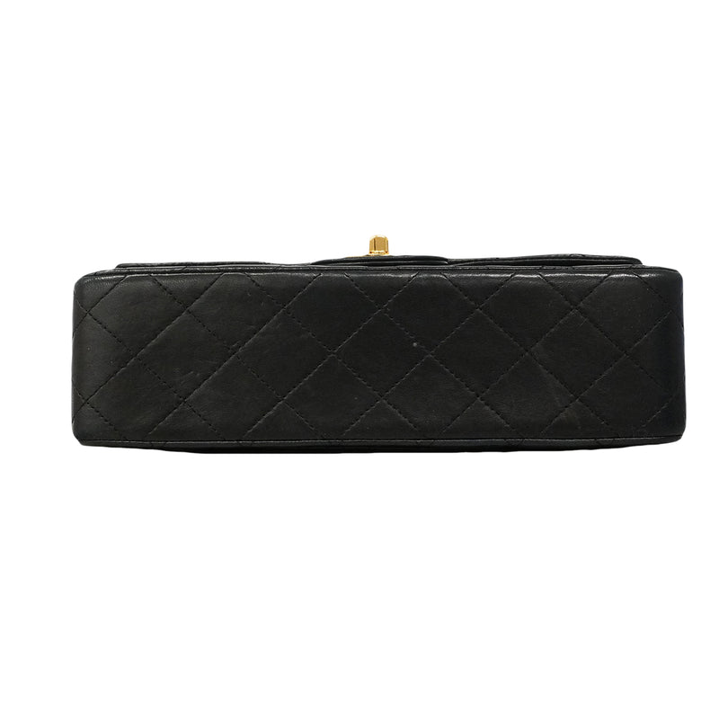 【6gd4934】シャネル ショルダーバッグ マトラッセ Wフラップ Wチェーン ラムスキン ブラック ゴールド金具【中古】レディース