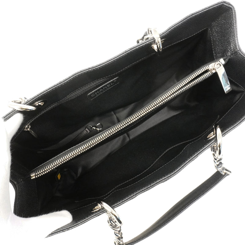 【6gd4935】シャネル チェーントート マトラッセ キャビアスキン ブラック シルバー金具【中古】レディース