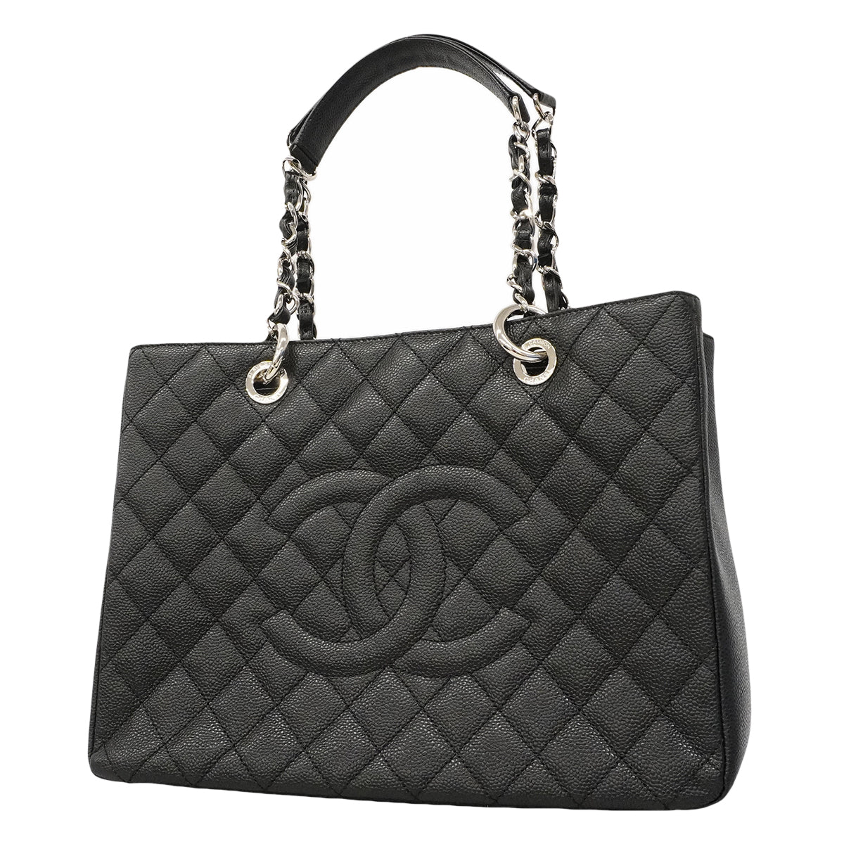 【6gd4935】シャネル チェーントート マトラッセ キャビアスキン ブラック シルバー金具【中古】レディース