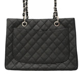 【6gd4935】シャネル チェーントート マトラッセ キャビアスキン ブラック シルバー金具【中古】レディース