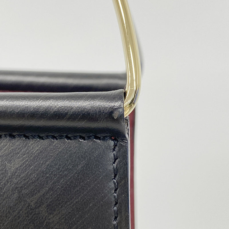【6gd4940】カルティエ ハンドバッグ トリニティ レザー ブラック ゴールド/シルバー金具【中古】レディース