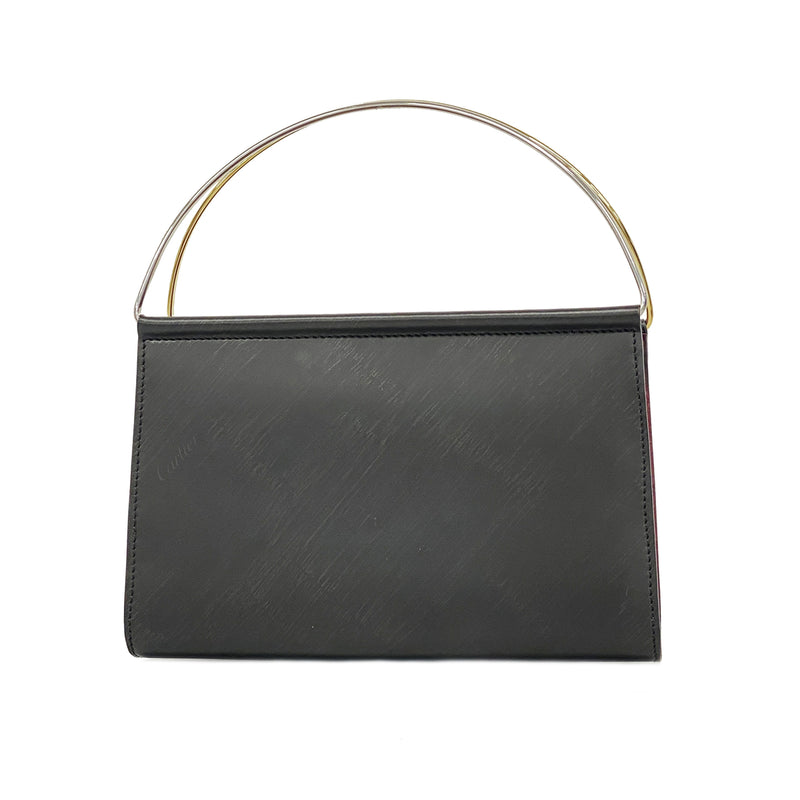 【6gd4940】カルティエ ハンドバッグ トリニティ レザー ブラック ゴールド/シルバー金具【中古】レディース
