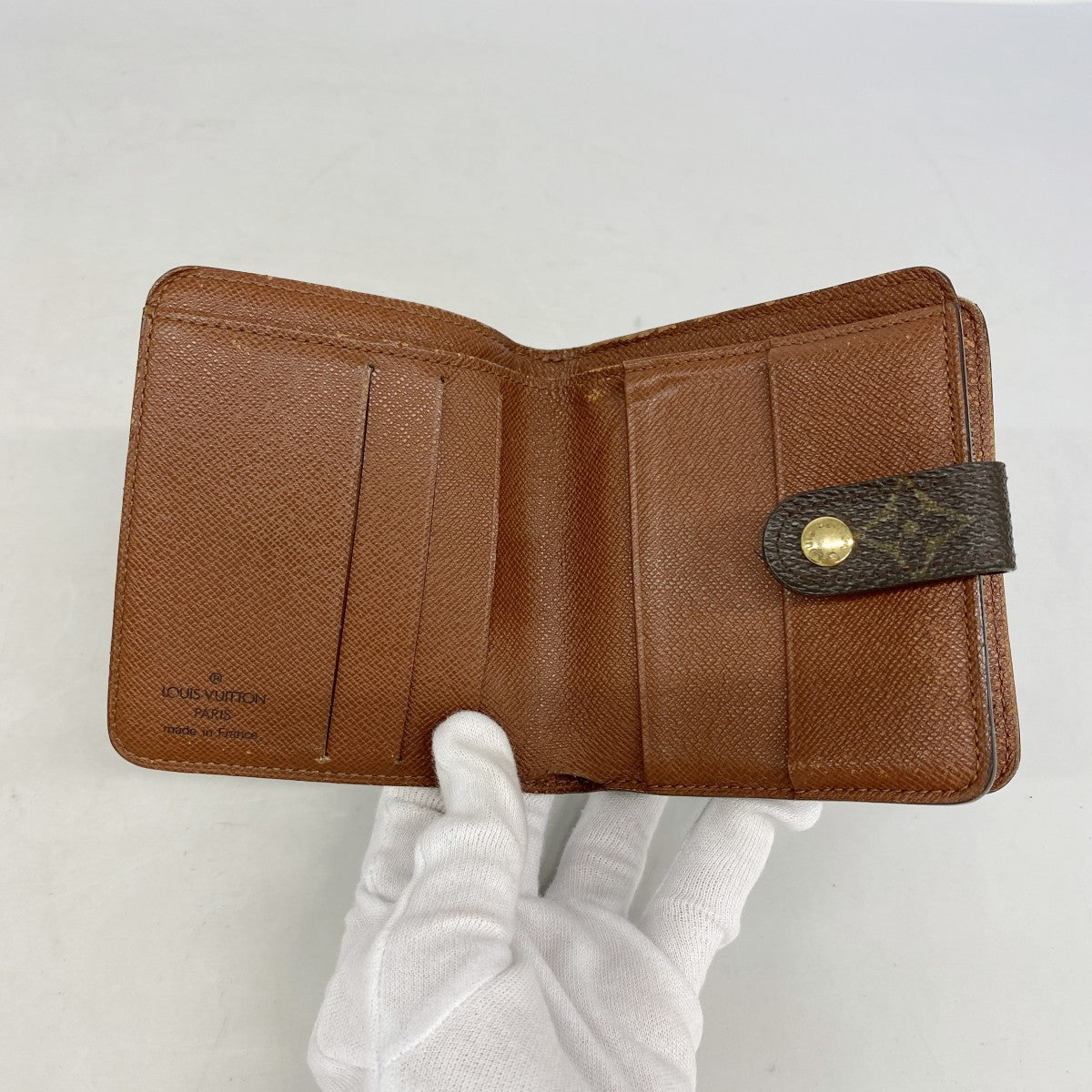 【6gd4952】ルイヴィトン 財布 モノグラム コンパクトジップ M61667 ブラウン【中古】レディース