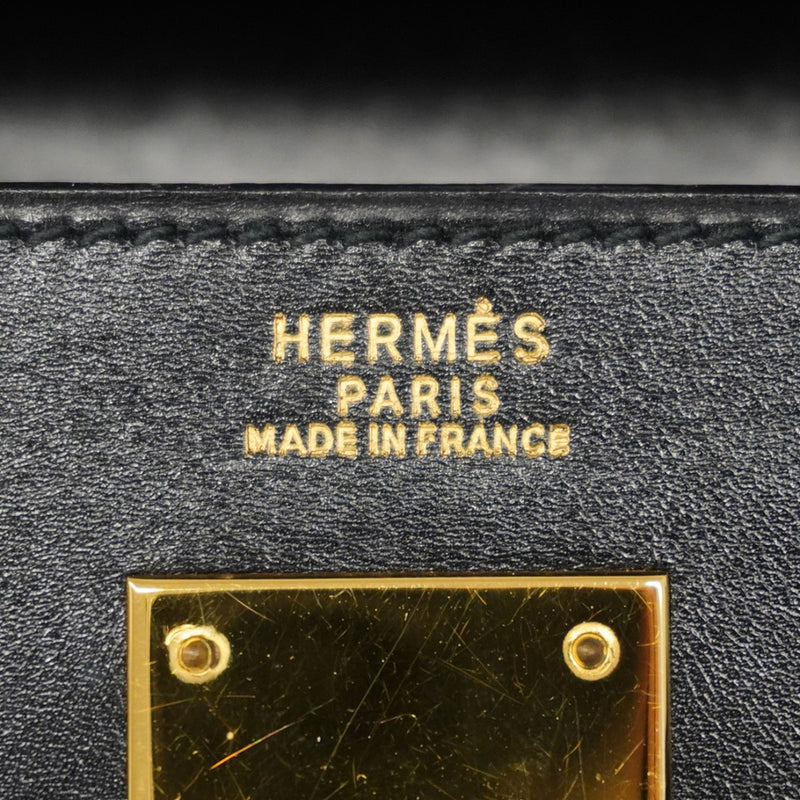 【6gd4955】エルメス ハンドバッグ ケリー32 ボックスカーフ ブラック ゴールド金具 ○U刻印 2wayバッグ【中古】レディース