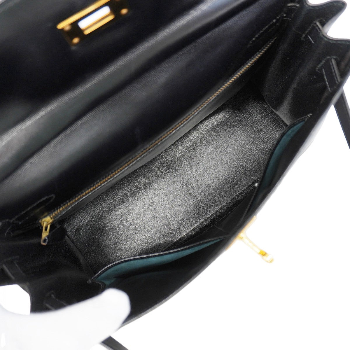 【6gd4955】エルメス ハンドバッグ ケリー32 ボックスカーフ ブラック ゴールド金具 ○U刻印 2wayバッグ【中古】レディース