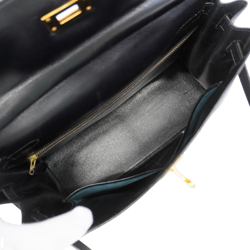【6gd4955】エルメス ハンドバッグ ケリー32 ボックスカーフ ブラック ゴールド金具 ○U刻印 2wayバッグ【中古】レディース