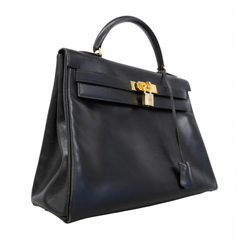 【6gd4955】エルメス ハンドバッグ ケリー32 ボックスカーフ ブラック ゴールド金具 ○U刻印 2wayバッグ【中古】レディース