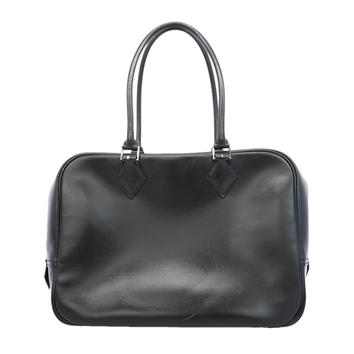 【6gd4957】エルメス ハンドバッグ プリュス28 ボックスカーフ ブラック シルバー金具 □C刻印【中古】レディース