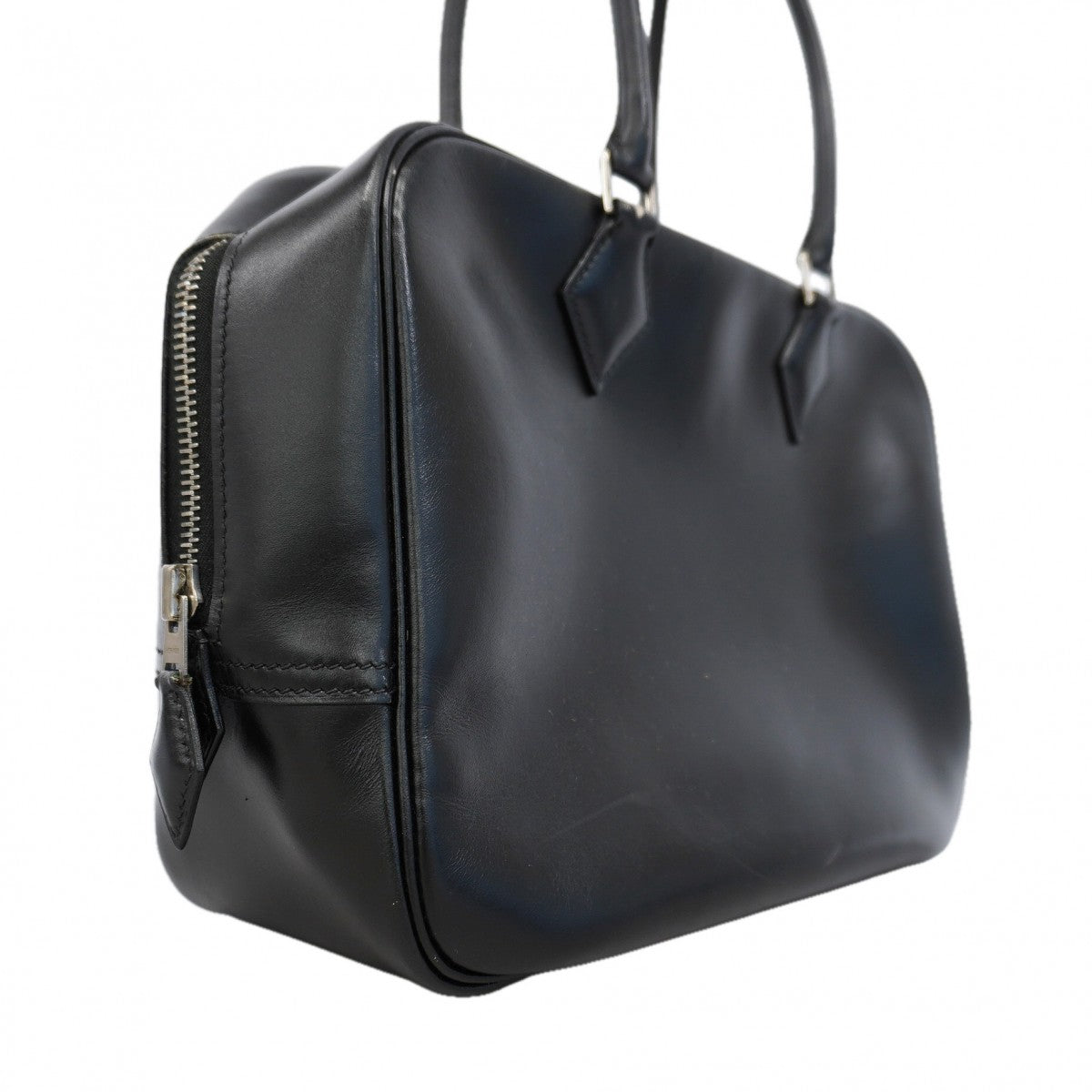 【6gd4957】エルメス ハンドバッグ プリュス28 ボックスカーフ ブラック シルバー金具 □C刻印【中古】レディース