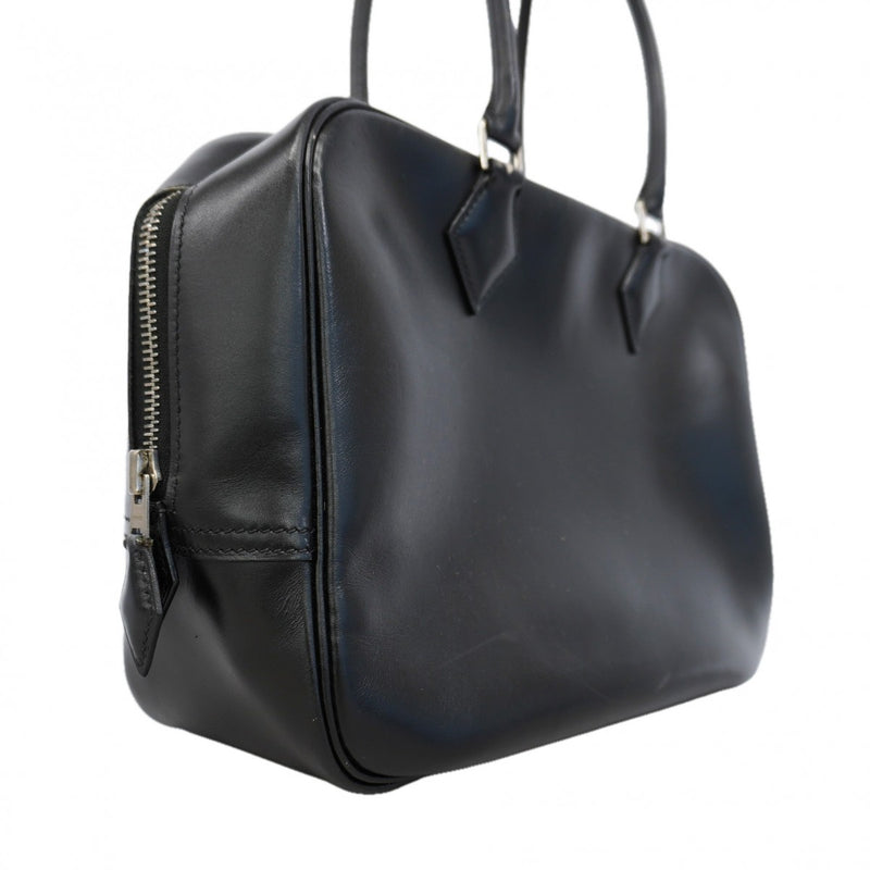 【6gd4957】エルメス ハンドバッグ プリュス28 ボックスカーフ ブラック シルバー金具 □C刻印【中古】レディース