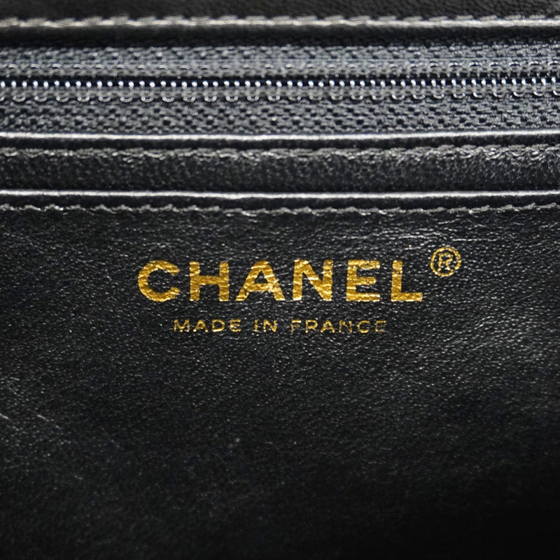 【6gd4959】シャネル ショルダーバッグ マトラッセ Wチェーン バレンタイン ラムスキン ブラック シャンパンゴールド金具【中古】レディース