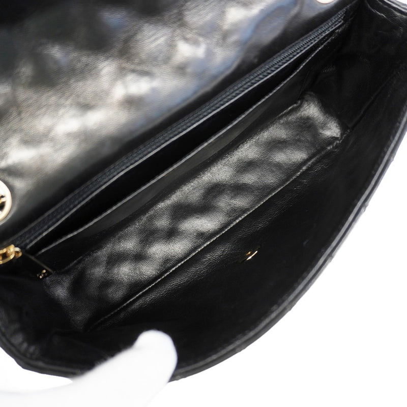 【6gd4959】シャネル ショルダーバッグ マトラッセ Wチェーン バレンタイン ラムスキン ブラック シャンパンゴールド金具【中古】レディース