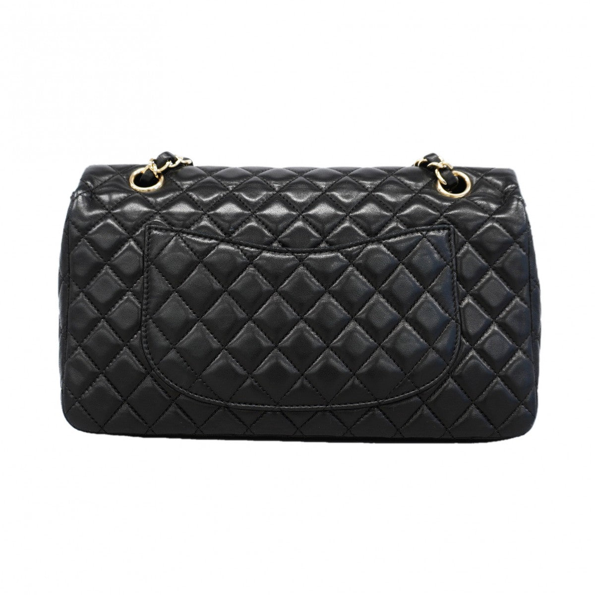 【6gd4959】シャネル ショルダーバッグ マトラッセ Wチェーン バレンタイン ラムスキン ブラック シャンパンゴールド金具【中古】レディース