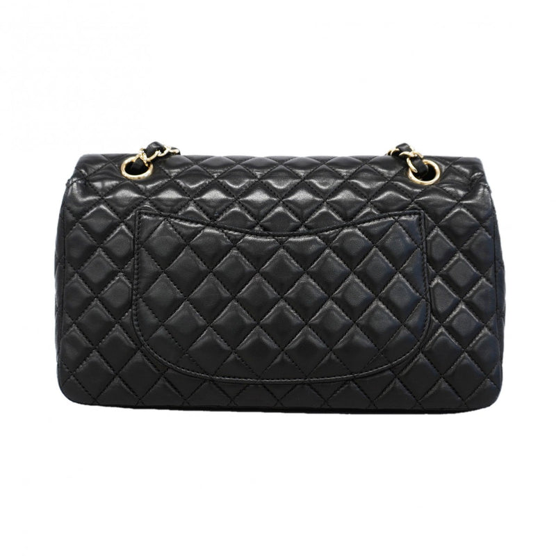 【6gd4959】シャネル ショルダーバッグ マトラッセ Wチェーン バレンタイン ラムスキン ブラック シャンパンゴールド金具【中古】レディース