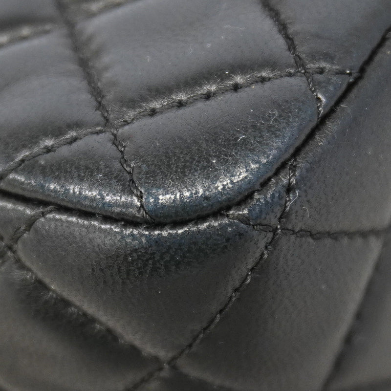 【6gd4959】シャネル ショルダーバッグ マトラッセ Wチェーン バレンタイン ラムスキン ブラック シャンパンゴールド金具【中古】レディース