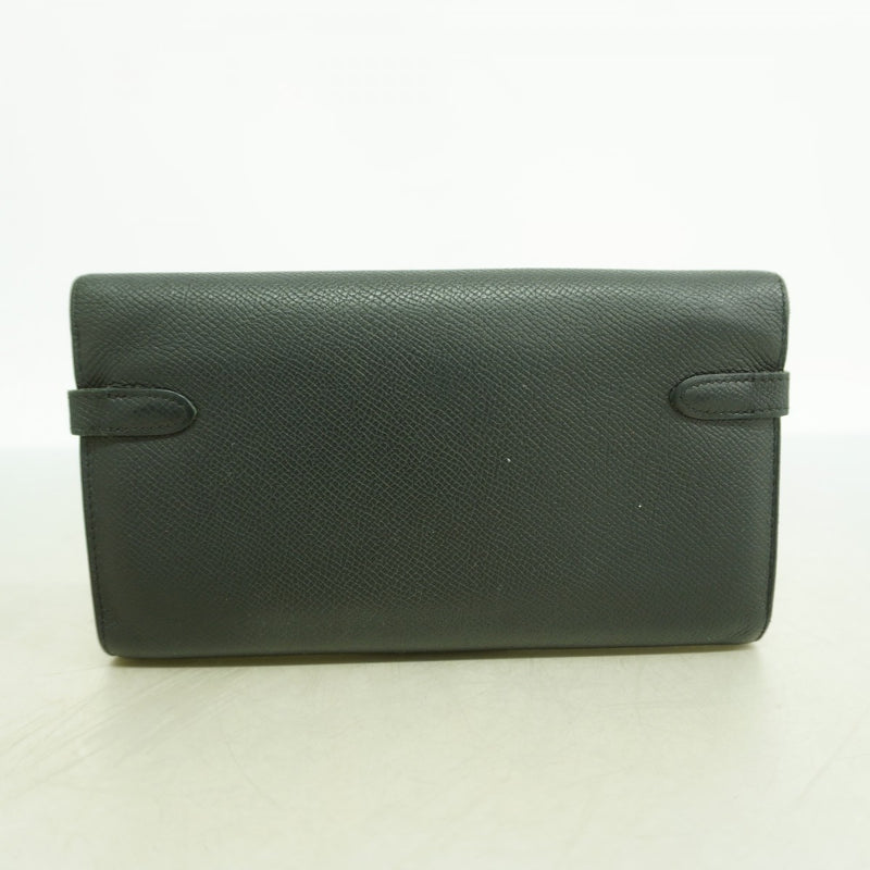 【6gd4968】エルメス 長財布 ケリーウォレット ヴォーエプソン ブラック ゴールド金具 X刻印【中古】メンズ レディース ユニセックス