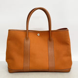【6gd4991】エルメス トートバッグ ガーデンパーティPM トワルオフィシエ オレンジ シルバー金具 □J刻印【中古】レディース
