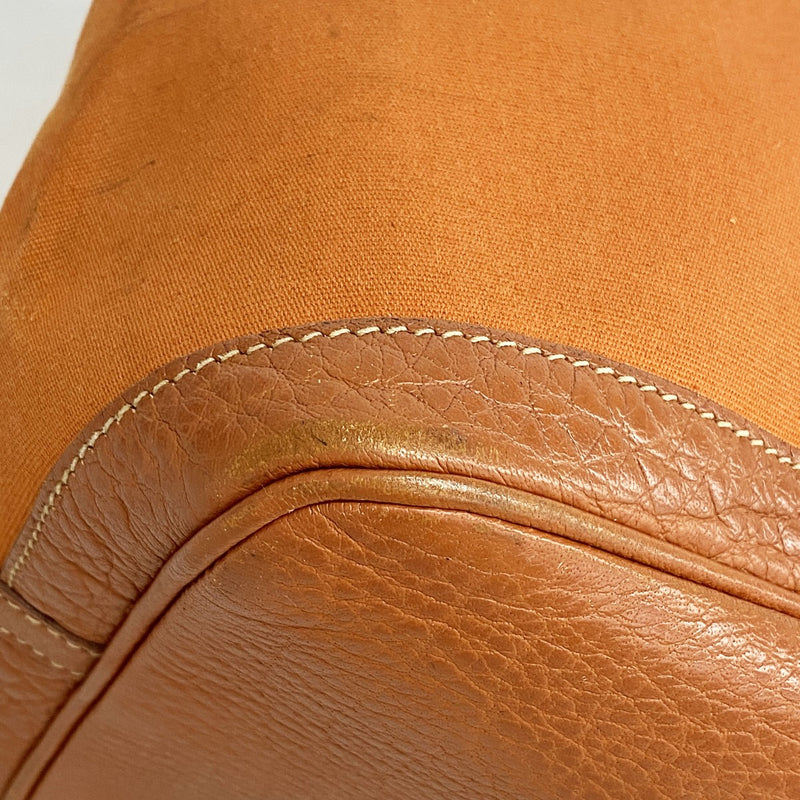 【6gd4991】エルメス トートバッグ ガーデンパーティPM トワルオフィシエ オレンジ シルバー金具 □J刻印【中古】レディース