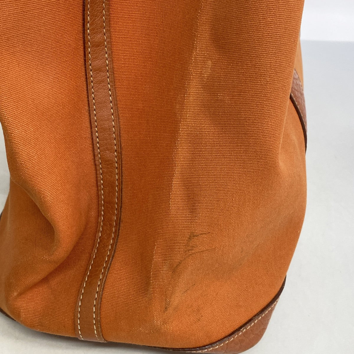 【6gd4991】エルメス トートバッグ ガーデンパーティPM トワルオフィシエ オレンジ シルバー金具 □J刻印【中古】レディース