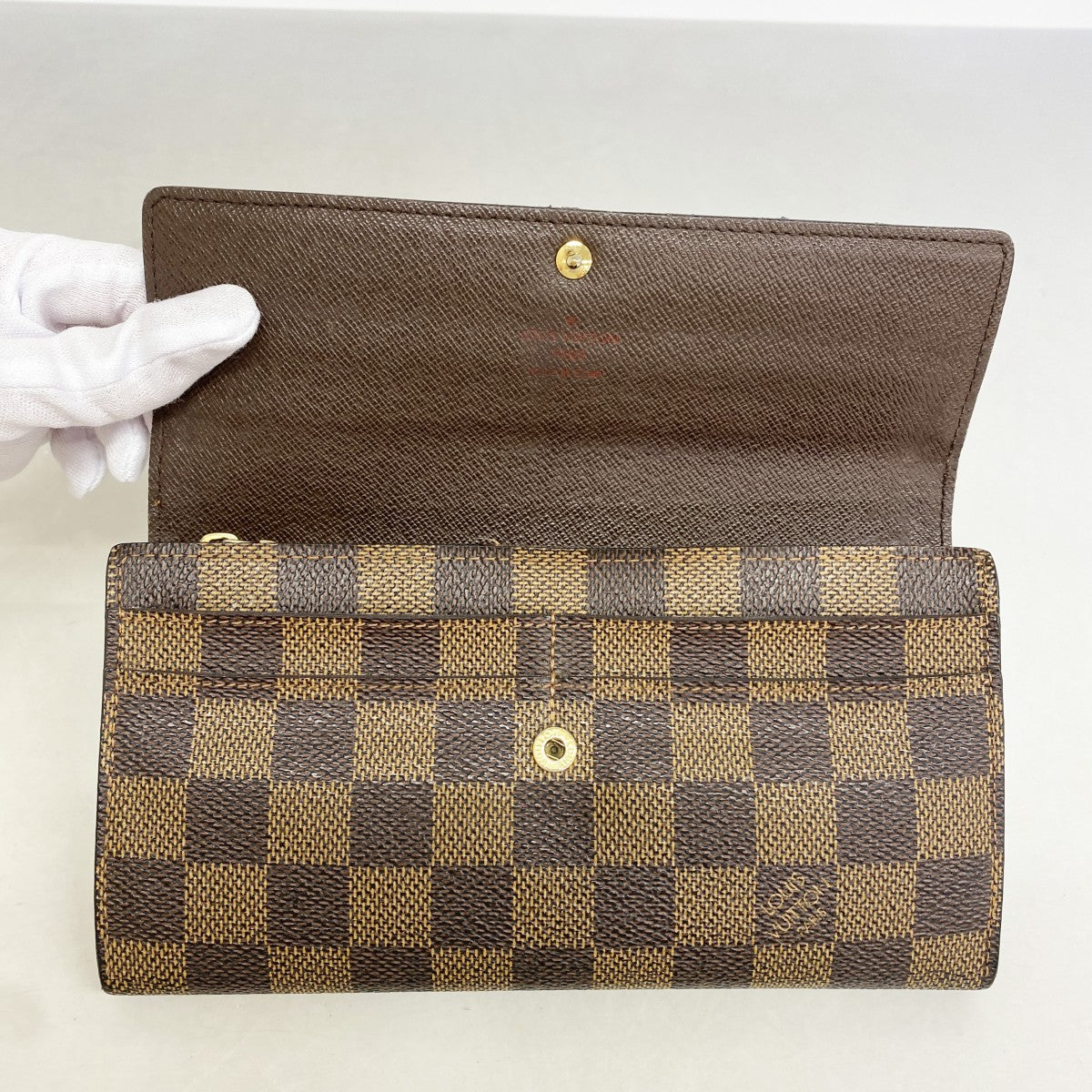【6gd5000】ルイヴィトン 長財布 ダミエ ポルトフォイユサラ N61734 エベヌ【中古】レディース