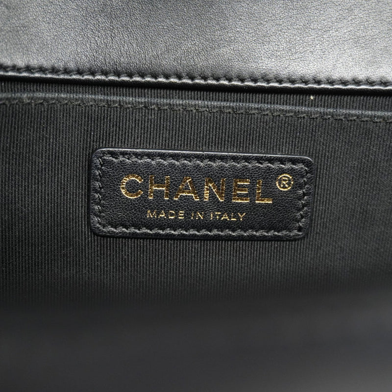 【6gd5001】シャネル ショルダーバッグ ボーイシャネル チェーンショルダー ラムスキン ブラック ゴールド金具【中古】レディース