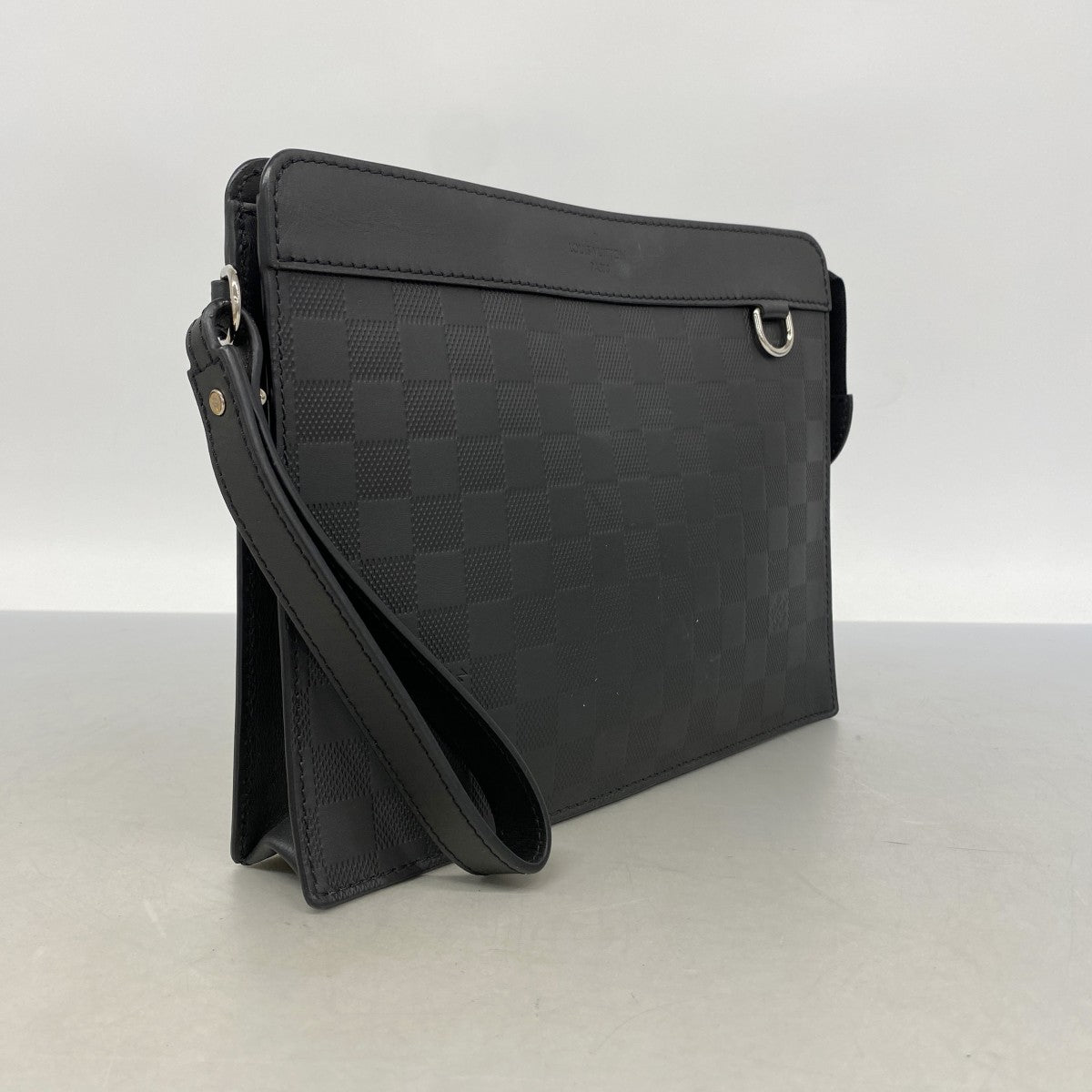 【6gd5049】ルイヴィトン クラッチバッグ ダミエ・アンフィニ スタンドポーチ N60450 オニキス【中古】レディース