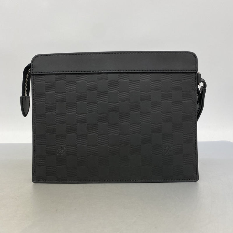 【6gd5049】ルイヴィトン クラッチバッグ ダミエ・アンフィニ スタンドポーチ N60450 オニキス【中古】レディース