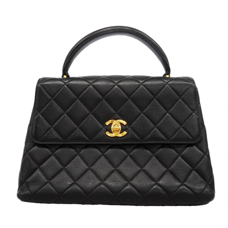 【6gd5065】シャネル ハンドバッグ マトラッセ ラムスキン ブラック ゴールド金具【中古】レディース