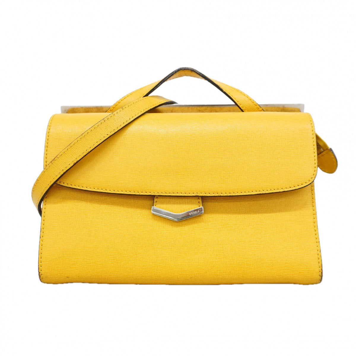 【6gd5085】フェンディ ハンドバッグ レザー イエロー シルバー金具 2wayバッグ【中古】レディース