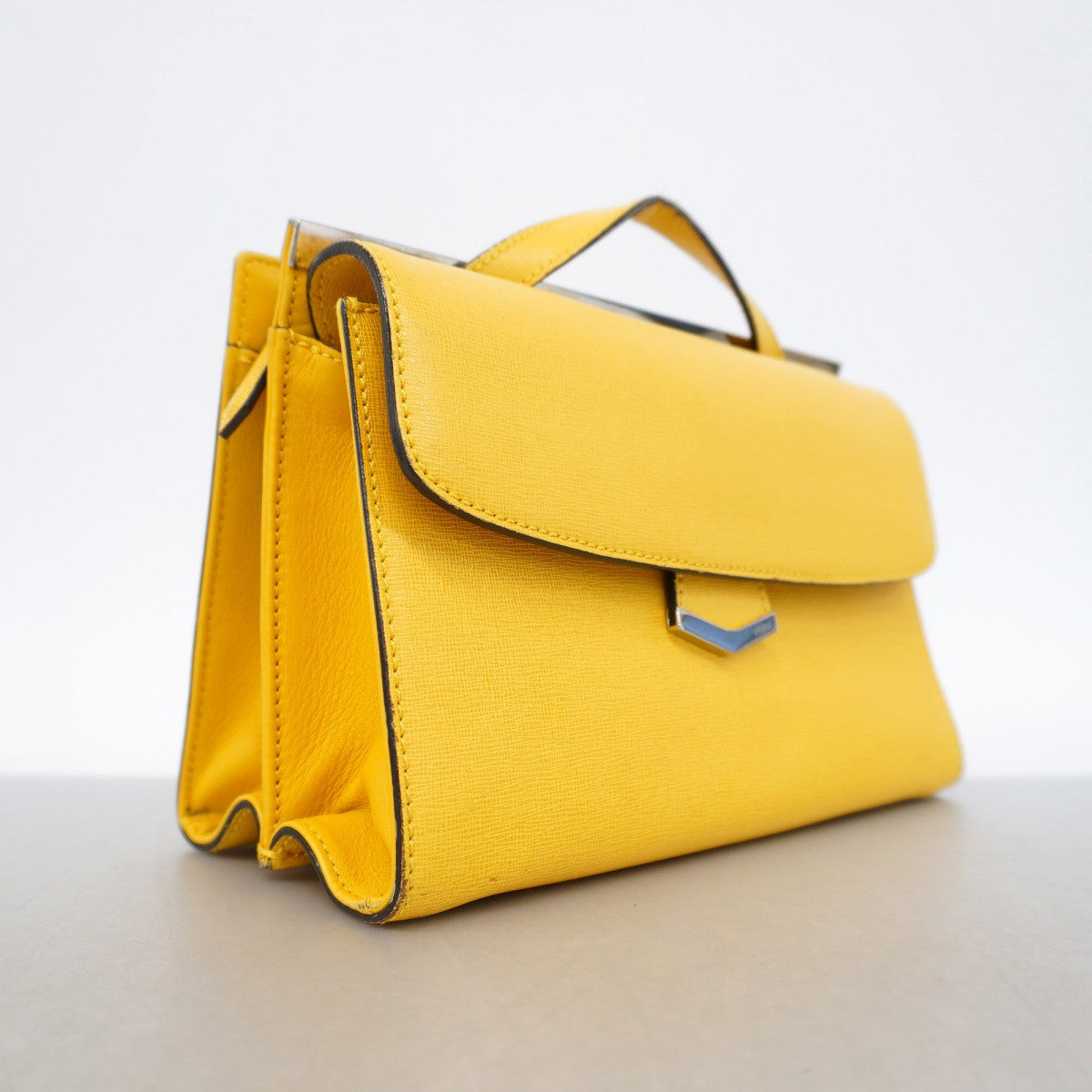 【6gd5085】フェンディ ハンドバッグ レザー イエロー シルバー金具 2wayバッグ【中古】レディース