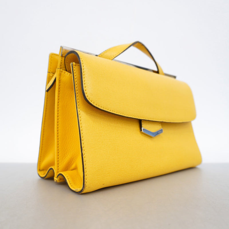 【6gd5085】フェンディ ハンドバッグ レザー イエロー シルバー金具 2wayバッグ【中古】レディース