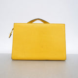 【6gd5085】フェンディ ハンドバッグ レザー イエロー シルバー金具 2wayバッグ【中古】レディース