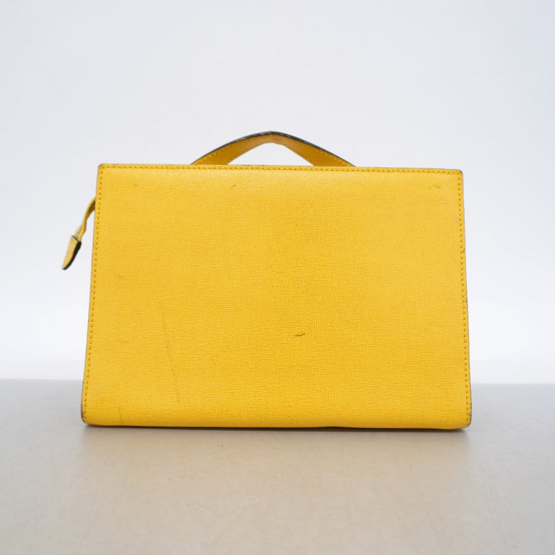 【6gd5085】フェンディ ハンドバッグ レザー イエロー シルバー金具 2wayバッグ【中古】レディース