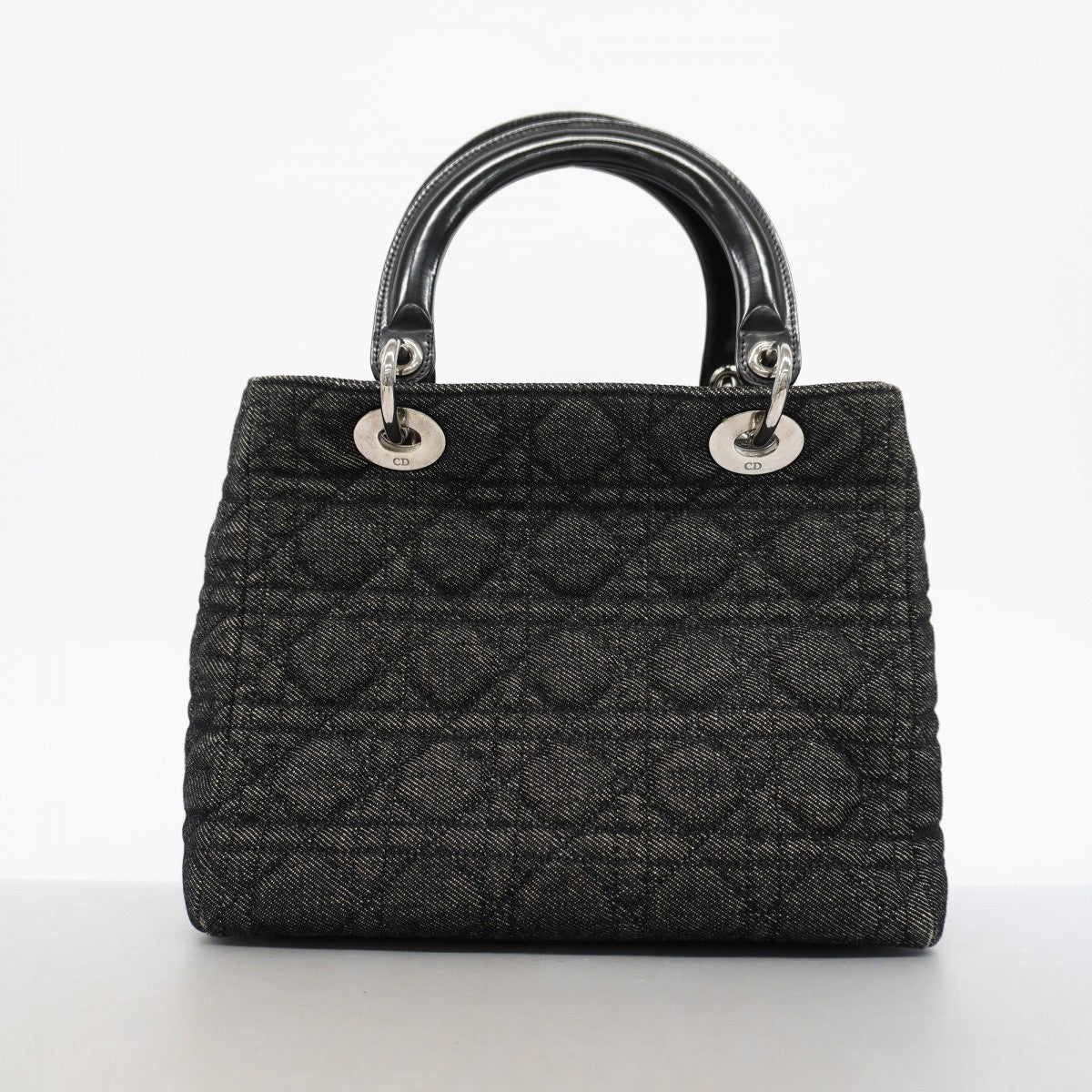 【6gd5087】クリスチャンディオール ハンドバッグ カナージュ レディディオール デニム ブラック シルバー金具【中古】レディース