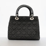 【6gd5087】クリスチャンディオール ハンドバッグ カナージュ レディディオール デニム ブラック シルバー金具【中古】レディース