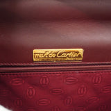 【6gd5089】カルティエ ハンドバッグ マスト レザー ボルドー ゴールド金具【中古】レディース