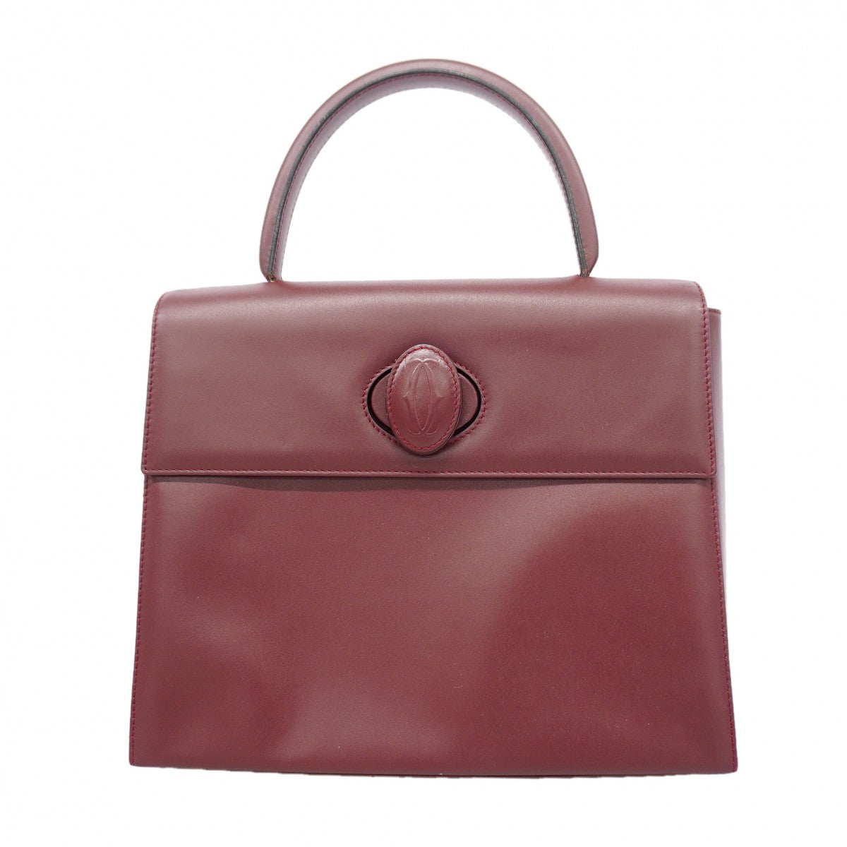 【6gd5089】カルティエ ハンドバッグ マスト レザー ボルドー ゴールド金具【中古】レディース