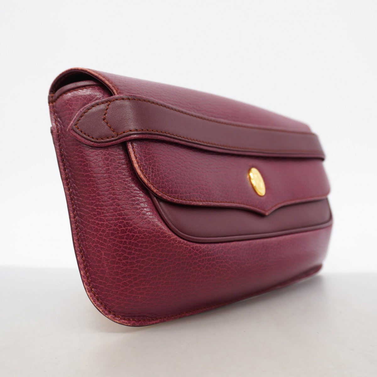 【6gd5090】カルティエ クラッチバッグ マスト レザー ボルドー ゴールド金具【中古】メンズ