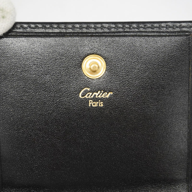 【6gd5091】カルティエ コインケース マスト レザー ブラック ゴールド金具【中古】メンズ レディース ユニセックス
