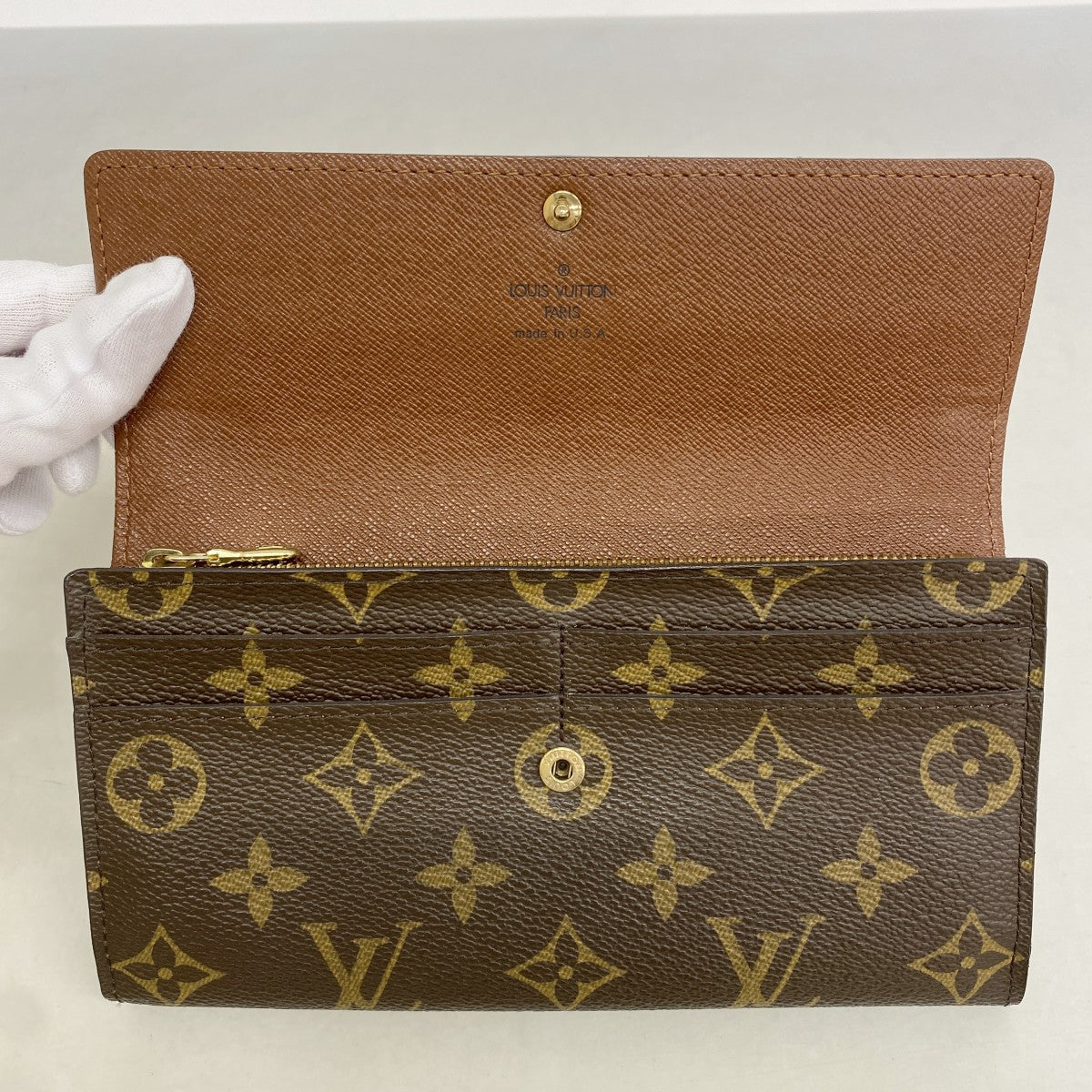 【6gd5108】ルイヴィトン 長財布 モノグラム ポルトフォイユサラ M61734 ブラウン【中古】レディース
