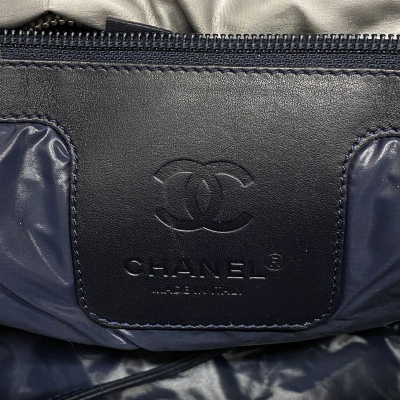 【6gd5117-k】シャネル トートバッグ コココクーン ナイロン グレー シルバー金具【中古】レディース
