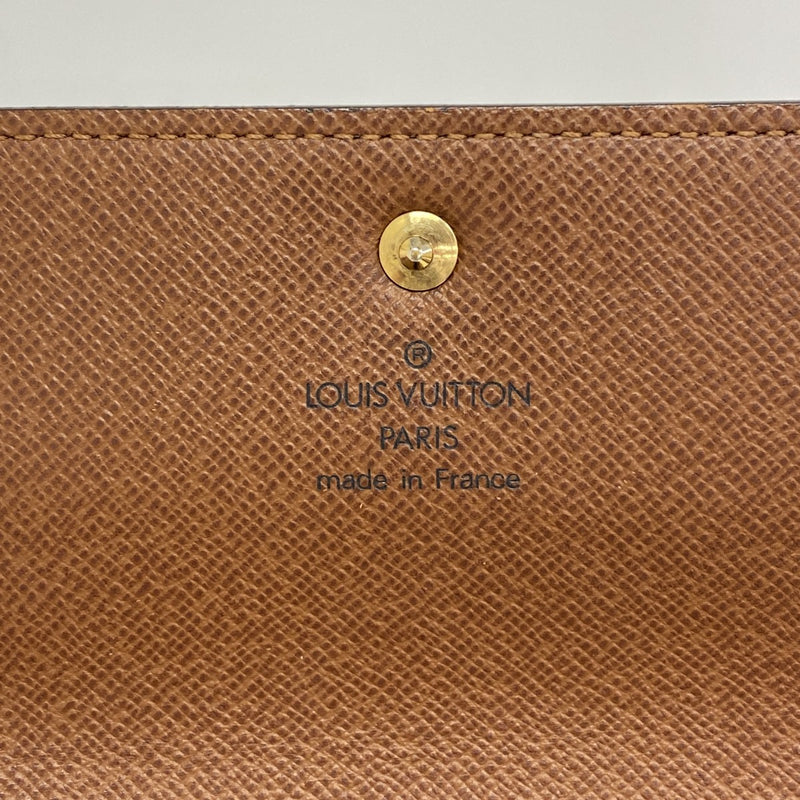 【6gd5126】ルイヴィトン 三つ折り財布 モノグラム ポルトトレゾールエテュイパピエ M61202 ブラウン【中古】レディース