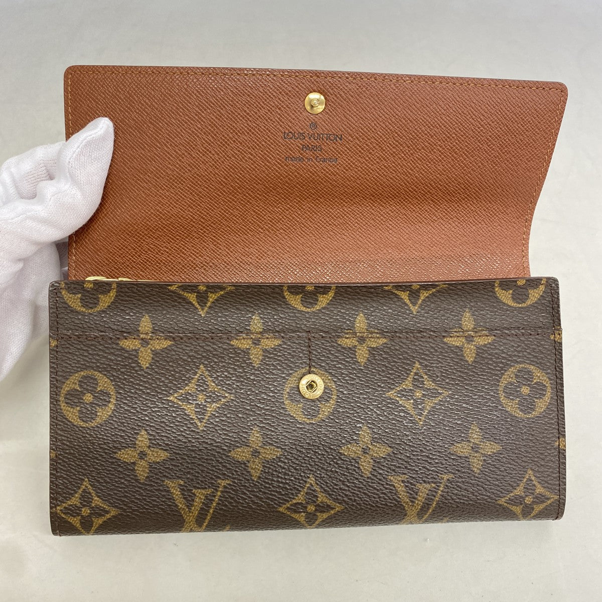 【6gd5167】ルイヴィトン 長財布 モノグラム ポシェットポルトモネクレディ M61725 ブラウン【中古】レディース