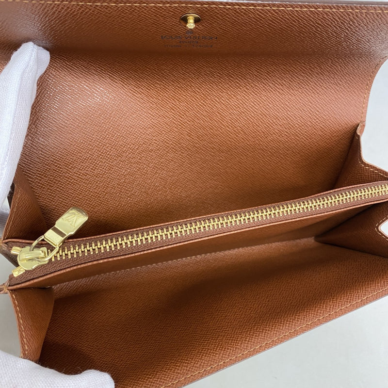 【6gd5167】ルイヴィトン 長財布 モノグラム ポシェットポルトモネクレディ M61725 ブラウン【中古】レディース