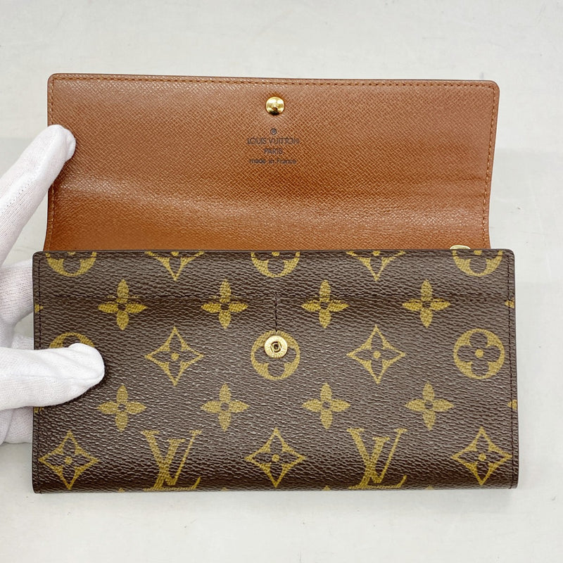 【6gd5171】ルイヴィトン 長財布 モノグラム ポシェットポルトモネクレディ M61725 ブラウン【中古】レディース