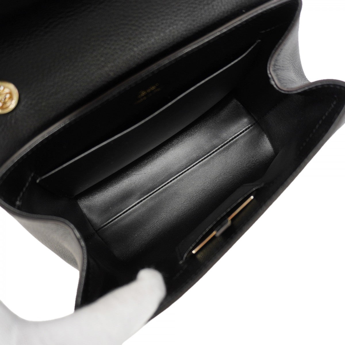 【6gd5186】カルティエ ショルダーバッグ パンテール レザー ブラック シャンパンゴールド金具【中古】レディース